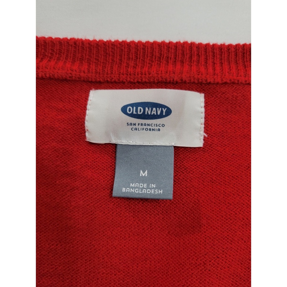 Old Navy Womens Sz M Sweater Cardigan Burgandy Button Up Round Neck Long Sleeve - Picture 6 of 11
